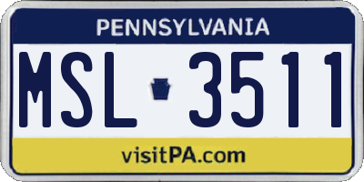 PA license plate MSL3511