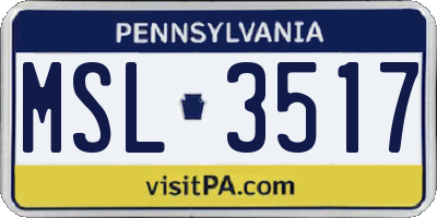 PA license plate MSL3517