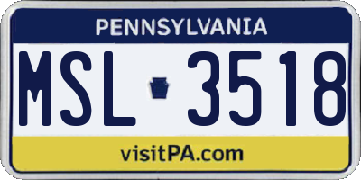 PA license plate MSL3518
