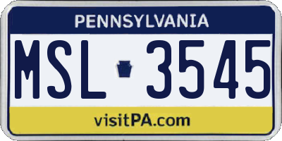 PA license plate MSL3545