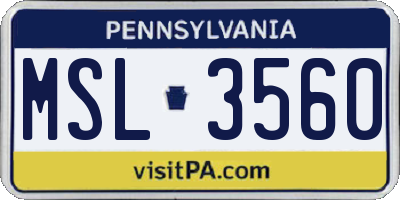 PA license plate MSL3560