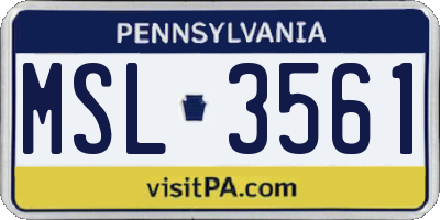 PA license plate MSL3561