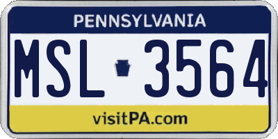 PA license plate MSL3564
