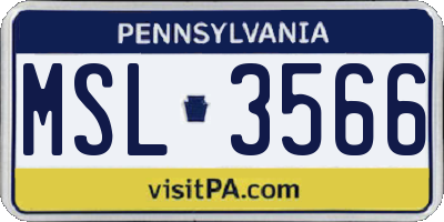 PA license plate MSL3566