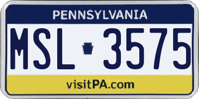 PA license plate MSL3575