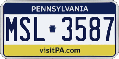 PA license plate MSL3587