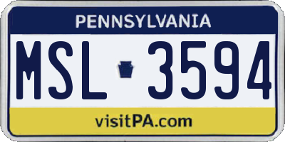 PA license plate MSL3594