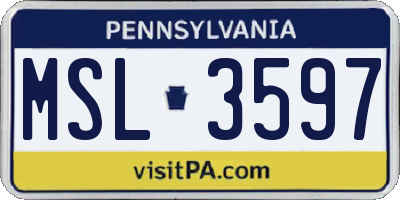 PA license plate MSL3597