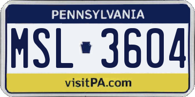 PA license plate MSL3604
