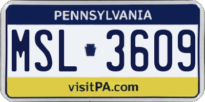 PA license plate MSL3609