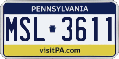 PA license plate MSL3611