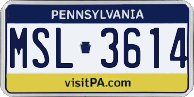 PA license plate MSL3614