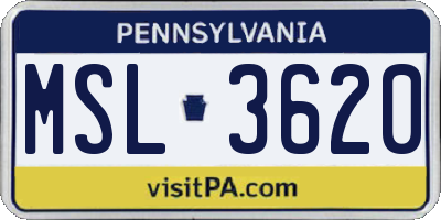 PA license plate MSL3620