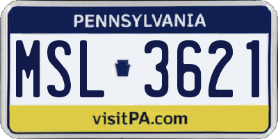 PA license plate MSL3621