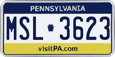 PA license plate MSL3623
