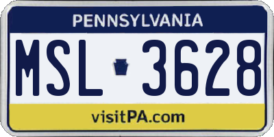 PA license plate MSL3628