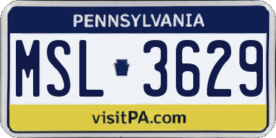 PA license plate MSL3629