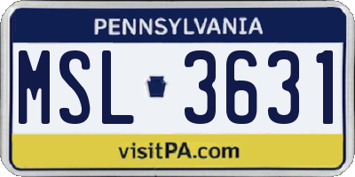 PA license plate MSL3631