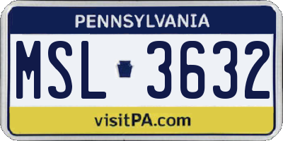 PA license plate MSL3632