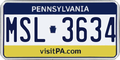 PA license plate MSL3634
