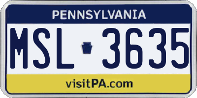 PA license plate MSL3635