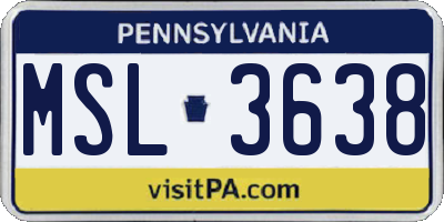 PA license plate MSL3638