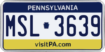 PA license plate MSL3639