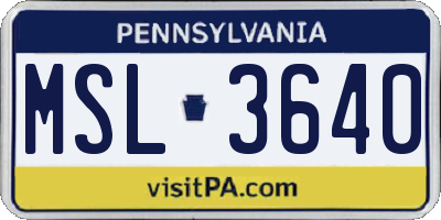 PA license plate MSL3640