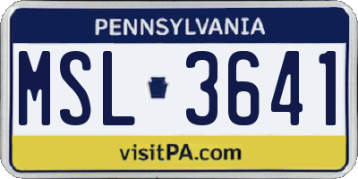 PA license plate MSL3641