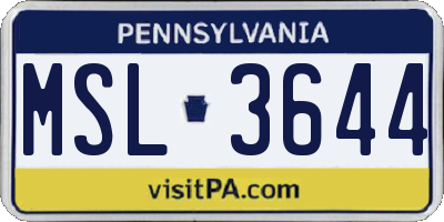 PA license plate MSL3644