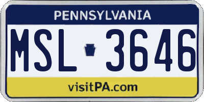 PA license plate MSL3646