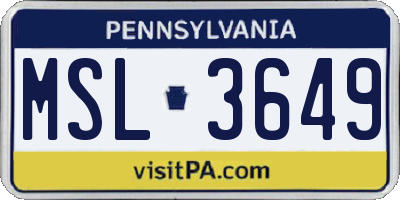PA license plate MSL3649