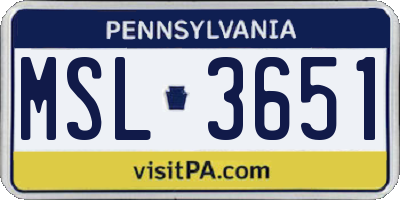 PA license plate MSL3651