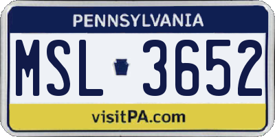 PA license plate MSL3652