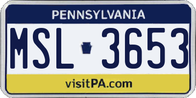 PA license plate MSL3653