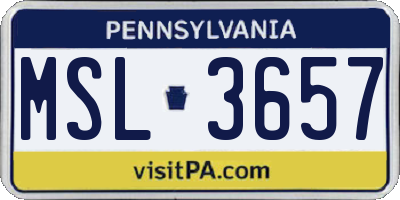 PA license plate MSL3657
