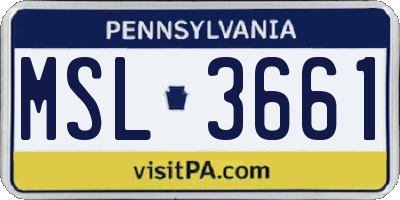 PA license plate MSL3661