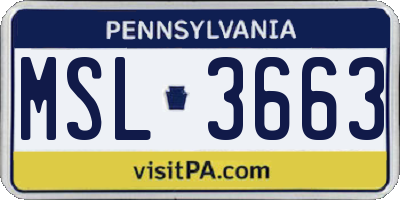 PA license plate MSL3663