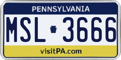 PA license plate MSL3666