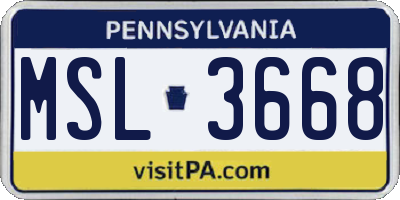 PA license plate MSL3668