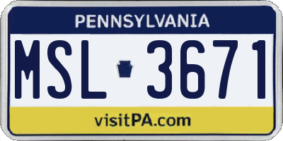 PA license plate MSL3671