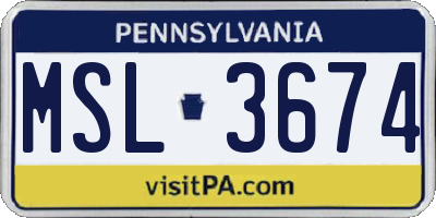 PA license plate MSL3674