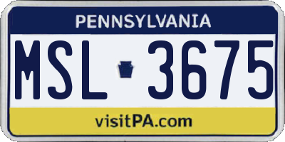 PA license plate MSL3675