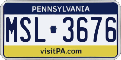 PA license plate MSL3676