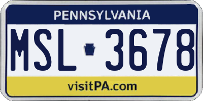 PA license plate MSL3678