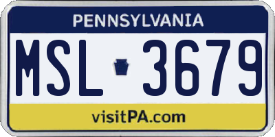 PA license plate MSL3679