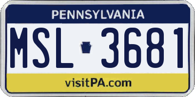 PA license plate MSL3681