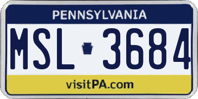 PA license plate MSL3684