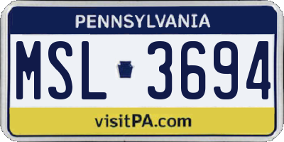 PA license plate MSL3694