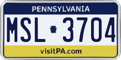 PA license plate MSL3704